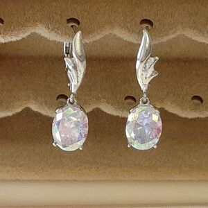 925 SETA Oval Aurora Borealis Crystal Earrings
